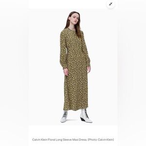 Calvin Klein dress Long Sleeve Maxi Dress - Yellow